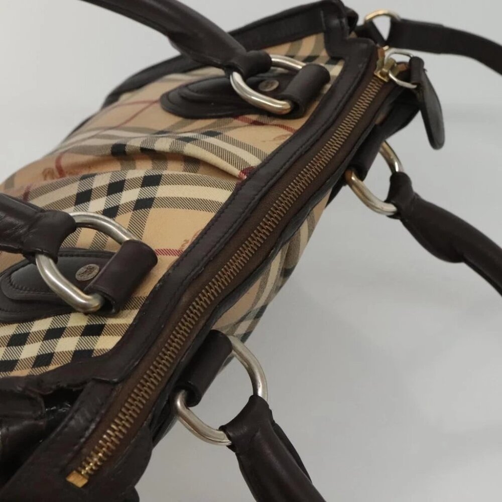 BURBERRY Nova Check Hand Bag PVC Leather 2way Beige Brown Auth 117724 - Picture 11 of 16